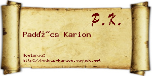Padács Karion névjegykártya